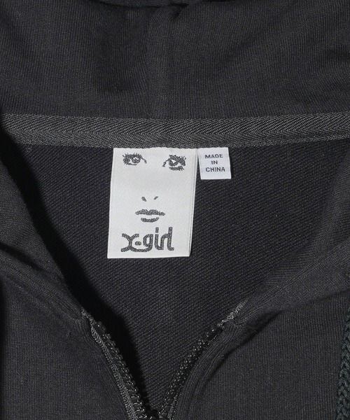 【セール】LOGO AND STRIPE S/S ZIP UP HOODIE（パーカー）｜X-girl（エックスガール）