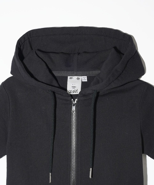 【セール】LOGO AND STRIPE S/S ZIP UP HOODIE（パーカー）｜X-girl（エックスガール）