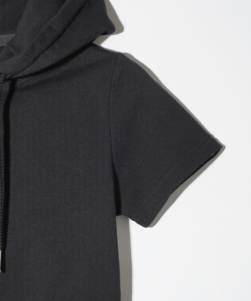 【セール】LOGO AND STRIPE S/S ZIP UP HOODIE（パーカー）｜X-girl（エックスガール）