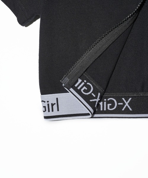【セール】LOGO AND STRIPE S/S ZIP UP HOODIE（パーカー）｜X-girl（エックスガール）