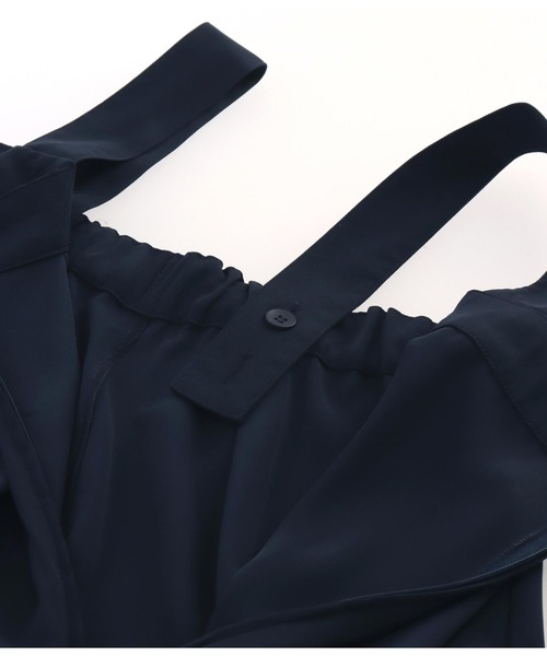 Settimissimo（セッティミッシモ）の「ドレープ アシンメトリー オールインワン ロンパース（サロペット/オーバーオール・レディース・グレー/ネイビー・M）」の14枚目の写真