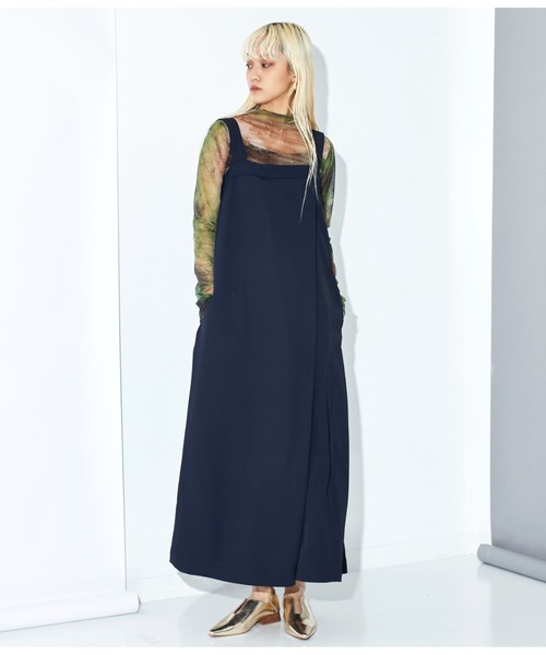 Settimissimo（セッティミッシモ）の「ドレープ アシンメトリー オールインワン ロンパース（サロペット/オーバーオール・レディース・グレー/ネイビー・M）」の3枚目の写真