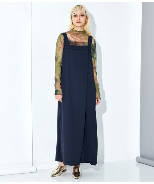 Settimissimo（セッティミッシモ）の「ドレープ アシンメトリー オールインワン ロンパース（サロペット/オーバーオール・レディース・グレー/ネイビー・M）」の4枚目の写真