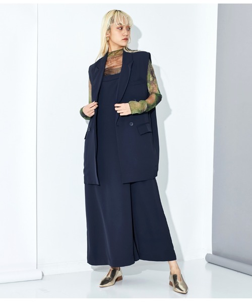 Settimissimo（セッティミッシモ）の「ドレープ アシンメトリー オールインワン ロンパース（サロペット/オーバーオール・レディース・グレー/ネイビー・M）」の6枚目の写真