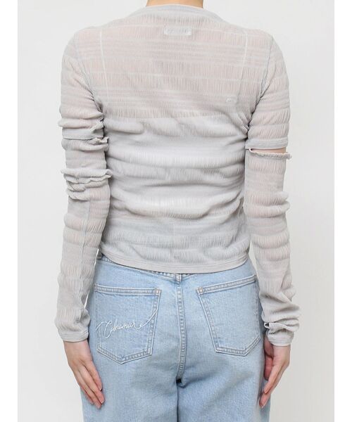 CALNAMUR（カルナムール）の「2WAYシャーリングリボントップス（Tシャツ/カットソー・レディース・ブラック/ライトブルー/ホワイト・FREE）」の8枚目の写真