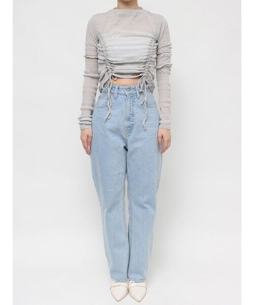 CALNAMUR（カルナムール）の「2WAYシャーリングリボントップス（Tシャツ/カットソー・レディース・ブラック/ライトブルー/ホワイト・FREE）」の15枚目の写真