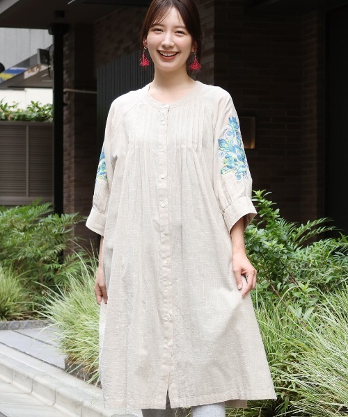 丸太遠藤　付下げ　薄物　千鳥　波　刺繍　正絹　ベージュ Trinos – 野鳥の手刺しゅう