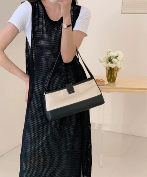 Ritzy(リッツィー)の「レイヤード メッシュニット ノースリーブワンピース(ワンピース・レディース・ブラック/モカ/ホワイト・FREE)」の6枚目の写真