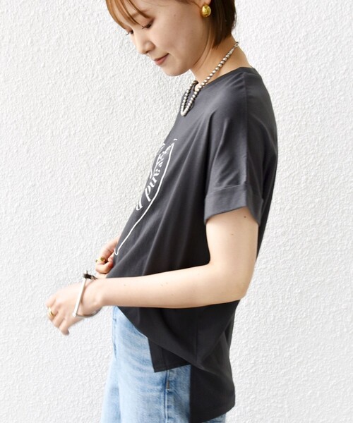 SHIPS for women / シップスウィメン 【WEB限定】〈手洗い可能〉バリエーション ロゴ 刺繍 プリントTEE WEB限定】〈手洗い可能〉バリエーション ロゴ 刺繍 プリントTEE