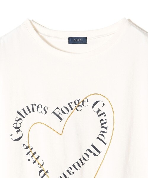 SHIPS for women / シップスウィメン 【WEB限定】〈手洗い可能〉バリエーション ロゴ 刺繍 プリントTEE WEB限定】〈手洗い可能〉バリエーション ロゴ 刺繍 プリントTEE