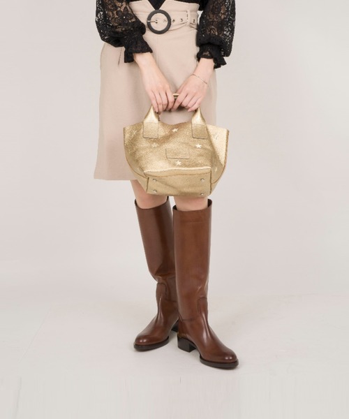 NUR（ヌール）の「【NUR/ヌール】星柄刺繍　ミニ　レザー　トートバッグ　VIOLA MINI（トートバッグ・レディース・ネイビー/ゴールド/ブラック/シルバー/ベージュ/ナチュラル/ライトグリーン/モカ・FREE）」の22枚目の写真