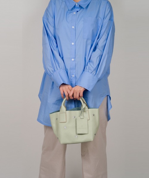 NUR（ヌール）の「【NUR/ヌール】星柄刺繍　ミニ　レザー　トートバッグ　VIOLA MINI（トートバッグ・レディース・ネイビー/ゴールド/ブラック/シルバー/ベージュ/ナチュラル/ライトグリーン/モカ・FREE）」の14枚目の写真