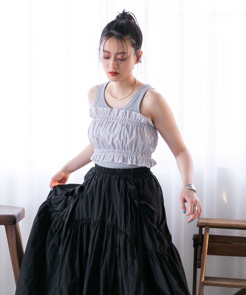 bohmal（ボマール）の「ビスチェセットチュニックトップス（Tシャツ/カットソー・レディース・ホワイト/チャコールグレー・FREE）」の13枚目の写真