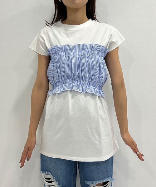 bohmal（ボマール）の「ビスチェセットチュニックトップス（Tシャツ/カットソー・レディース・ホワイト/チャコールグレー・FREE）」の12枚目の写真