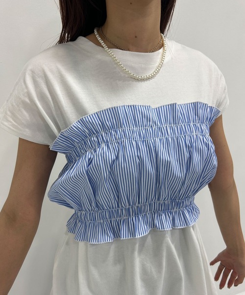 bohmal（ボマール）の「ビスチェセットチュニックトップス（Tシャツ/カットソー・レディース・ホワイト/チャコールグレー・FREE）」の8枚目の写真