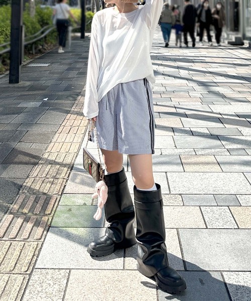 Alley by w closet（アリーバイダブルクローゼット）の「【Alley】ライン入りカンタンパンツ（その他パンツ・レディース・ブルー/イエロー・FREE）」の3枚目の写真