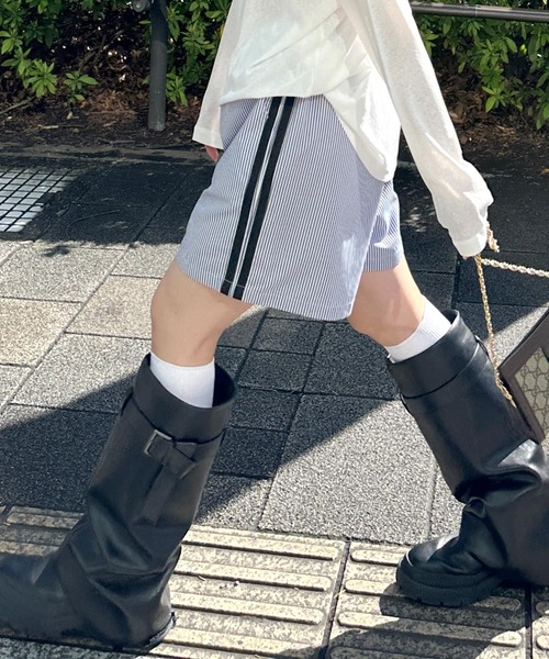 Alley by w closet（アリーバイダブルクローゼット）の「【Alley】ライン入りカンタンパンツ（その他パンツ・レディース・ブルー/イエロー・FREE）」の4枚目の写真