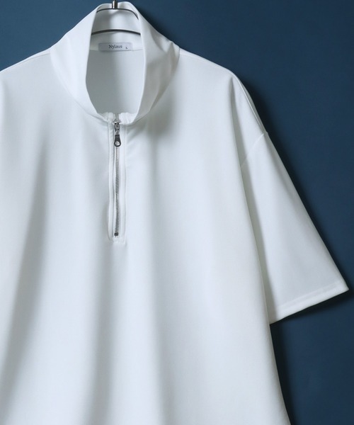 ANPAS(アンパス)の「Amunzen Half Zip Shirt/梨地 ハーフジップ ドローコード プルオーバー 半袖 メンズ レディース(Tシャツ/カットソー・メンズ・ホワイト/チャコール/ブルー/ブラック/ブルーグリーン/ワイン・L/M)」の1枚目の写真