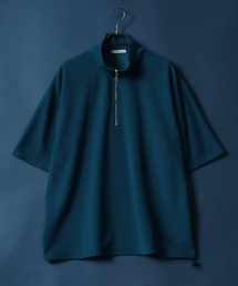 Amunzen Half Zip Shirt/梨地 ハーフジップ ドローコード プルオーバー 半袖 メンズ レディース