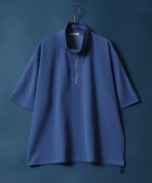 Amunzen Half Zip Shirt/梨地 ハーフジップ ドローコード プルオーバー 半袖 メンズ レディース