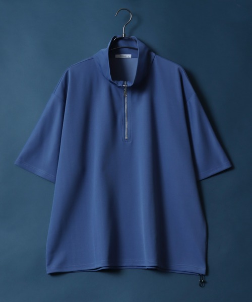 ANPAS(アンパス)の「Amunzen Half Zip Shirt/梨地 ハーフジップ ドローコード プルオーバー 半袖 メンズ レディース(Tシャツ/カットソー・メンズ・ホワイト/チャコール/ブルー/ブラック/ブルーグリーン/ワイン・L/M)」の4枚目の写真