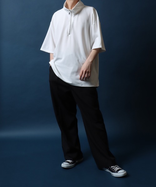 ANPAS(アンパス)の「Amunzen Half Zip Shirt/梨地 ハーフジップ ドローコード プルオーバー 半袖 メンズ レディース(Tシャツ/カットソー・メンズ・ホワイト/チャコール/ブルー/ブラック/ブルーグリーン/ワイン・L/M)」の7枚目の写真