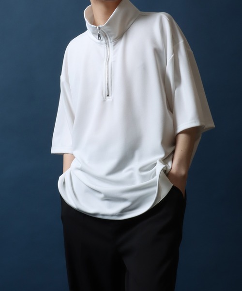ANPAS(アンパス)の「Amunzen Half Zip Shirt/梨地 ハーフジップ ドローコード プルオーバー 半袖 メンズ レディース(Tシャツ/カットソー・メンズ・ホワイト/チャコール/ブルー/ブラック/ブルーグリーン/ワイン・L/M)」の8枚目の写真