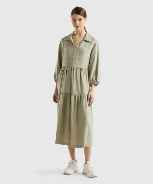 ◆Benetton(ベネトン)ティアード ライン ロング ワンピース BENETTON (UNITED COLORS OF BENETTON)（ベネトンユナイテッド