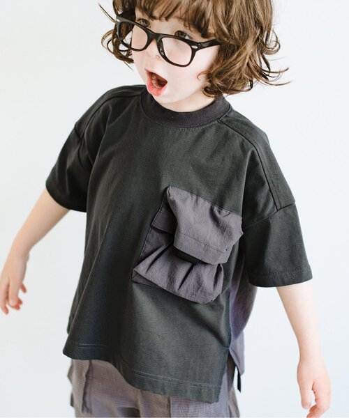 p.premier（ピードットプルミエ）の「立体ポケットTシャツ（Tシャツ/カットソー・キッズ・ブラウン/カーキ/チャコール・130/140/90/100/110/120/80）」の2枚目の写真