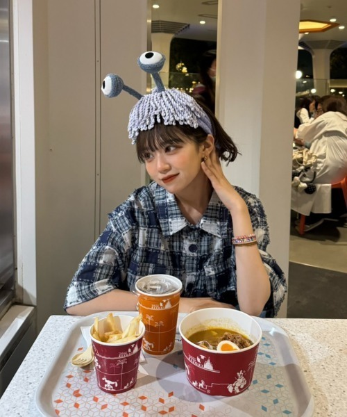 WudgeBoy（ワッジボーイ）の「fringe checked shirt（シャツ/ブラウス・レディース・オレンジ/ネイビー・MEDIUM/LARGE/X-LARGE）」の6枚目の写真