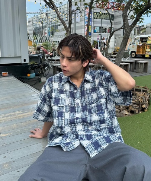 WudgeBoy（ワッジボーイ）の「fringe checked shirt（シャツ/ブラウス・レディース・オレンジ/ネイビー・MEDIUM/LARGE/X-LARGE）」の10枚目の写真