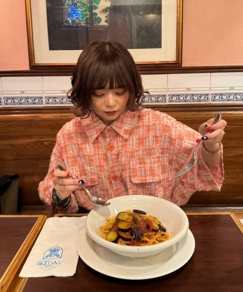 WudgeBoy（ワッジボーイ）の「fringe checked shirt（シャツ/ブラウス・レディース・オレンジ/ネイビー・MEDIUM/LARGE/X-LARGE）」の14枚目の写真