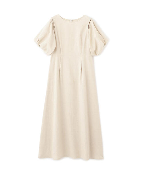 N.（N. Natural Beauty Basic）（エヌエヌナチュラルビューティーベーシック）の「◆【S Size Line】２ｗａｙスリーブ麻混ワンピース（ワンピース・レディース・イエロー/ホワイト/パープル・MEDIUM/SMALL）」の4枚目の写真