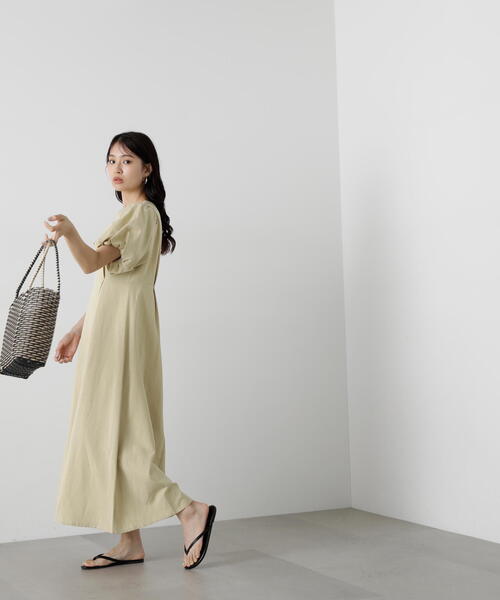 N.（N. Natural Beauty Basic）（エヌエヌナチュラルビューティーベーシック）の「◆【S Size Line】２ｗａｙスリーブ麻混ワンピース（ワンピース・レディース・イエロー/ホワイト/パープル・MEDIUM/SMALL）」の17枚目の写真