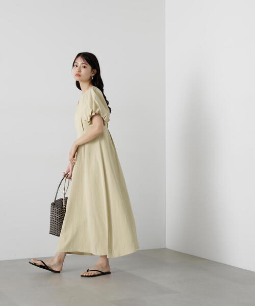 N.（N. Natural Beauty Basic）（エヌエヌナチュラルビューティーベーシック）の「◆【S Size Line】２ｗａｙスリーブ麻混ワンピース（ワンピース・レディース・イエロー/ホワイト/パープル・MEDIUM/SMALL）」の18枚目の写真