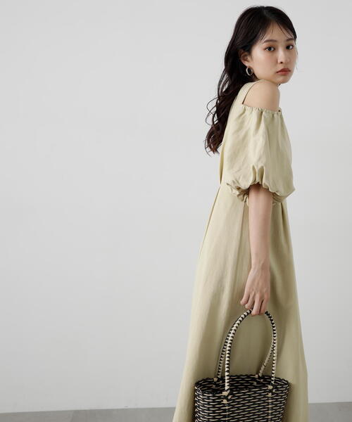 N.（N. Natural Beauty Basic）（エヌエヌナチュラルビューティーベーシック）の「◆【S Size Line】２ｗａｙスリーブ麻混ワンピース（ワンピース・レディース・イエロー/ホワイト/パープル・MEDIUM/SMALL）」の20枚目の写真