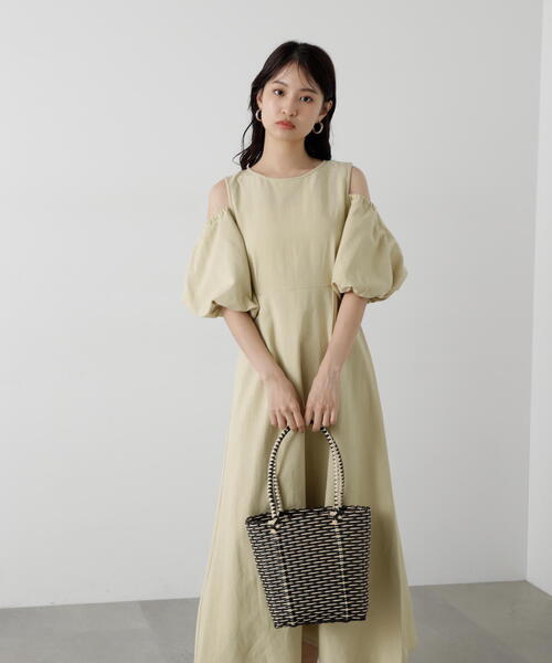 N.（N. Natural Beauty Basic）（エヌエヌナチュラルビューティーベーシック）の「◆【S Size Line】２ｗａｙスリーブ麻混ワンピース（ワンピース・レディース・イエロー/ホワイト/パープル・MEDIUM/SMALL）」の21枚目の写真
