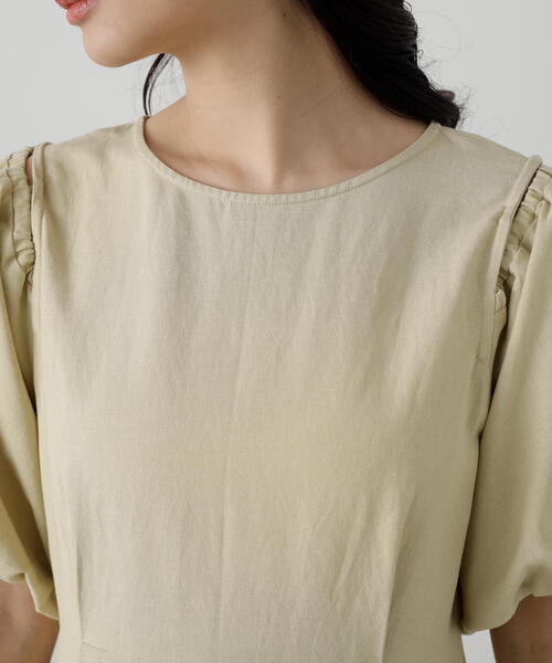 N.（N. Natural Beauty Basic）（エヌエヌナチュラルビューティーベーシック）の「◆【S Size Line】２ｗａｙスリーブ麻混ワンピース（ワンピース・レディース・イエロー/ホワイト/パープル・MEDIUM/SMALL）」の14枚目の写真