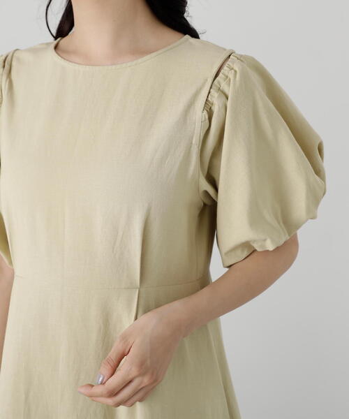 N.（N. Natural Beauty Basic）（エヌエヌナチュラルビューティーベーシック）の「◆【S Size Line】２ｗａｙスリーブ麻混ワンピース（ワンピース・レディース・イエロー/ホワイト/パープル・MEDIUM/SMALL）」の15枚目の写真