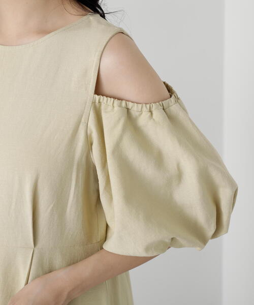 N.（N. Natural Beauty Basic）（エヌエヌナチュラルビューティーベーシック）の「◆【S Size Line】２ｗａｙスリーブ麻混ワンピース（ワンピース・レディース・イエロー/ホワイト/パープル・MEDIUM/SMALL）」の16枚目の写真