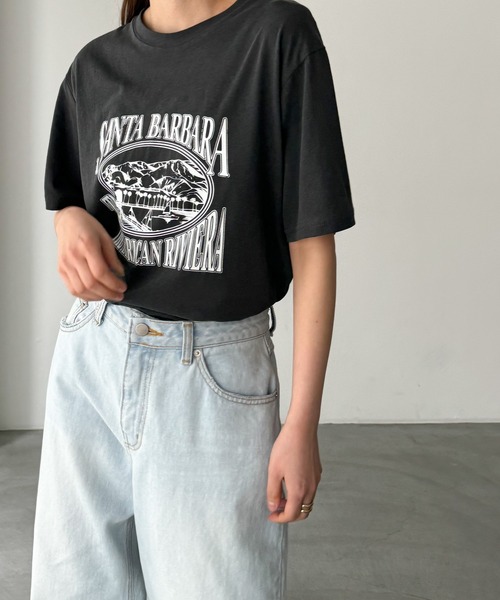CANAL JEAN（キャナルジーン）の「El mar　SANTA BARBARA半袖Tシャツ（Tシャツ/カットソー・レディース・チャコールグレー/アイボリー・ONE SIZE）」の9枚目の写真
