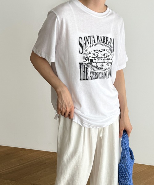 CANAL JEAN（キャナルジーン）の「El mar　SANTA BARBARA半袖Tシャツ（Tシャツ/カットソー・レディース・チャコールグレー/アイボリー・ONE SIZE）」の13枚目の写真