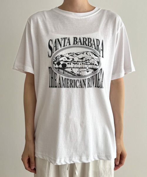 CANAL JEAN（キャナルジーン）の「El mar　SANTA BARBARA半袖Tシャツ（Tシャツ/カットソー・レディース・チャコールグレー/アイボリー・ONE SIZE）」の6枚目の写真