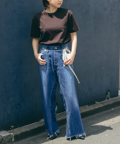 Bonum（ボナム）の「2WAY ワイドイージーデニムパンツ（デニムパンツ・レディース・ダークブルー/ネイビー・SMALL/MEDIUM/LARGE）」の4枚目の写真
