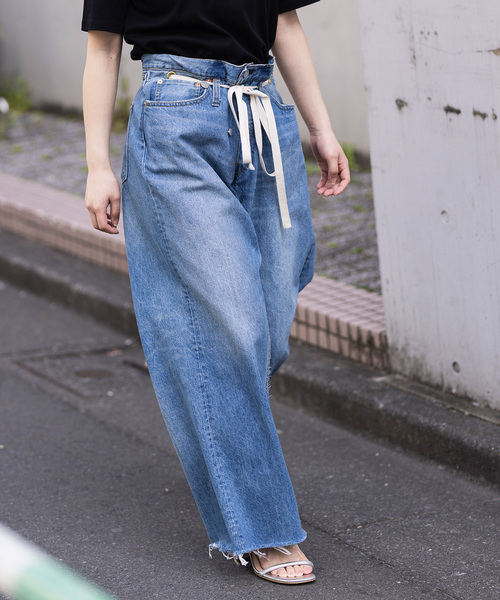 Bonum（ボナム）の「2WAY ワイドイージーデニムパンツ（デニムパンツ・レディース・ダークブルー/ネイビー・SMALL/MEDIUM/LARGE）」の5枚目の写真