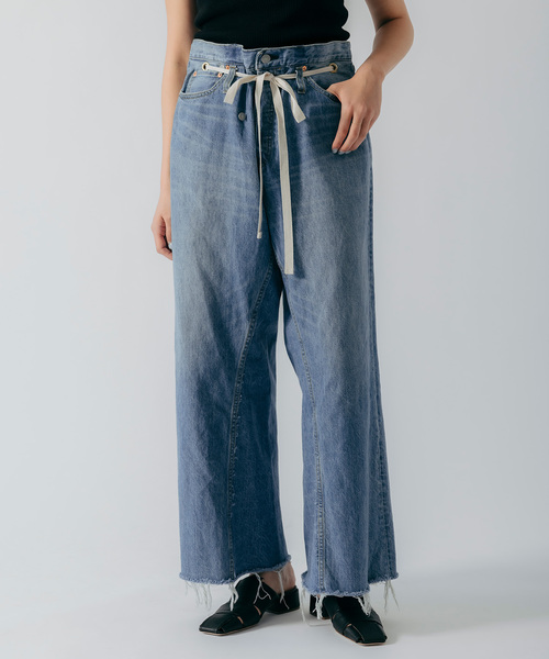 Bonum（ボナム）の「2WAY ワイドイージーデニムパンツ（デニムパンツ・レディース・ダークブルー/ネイビー・SMALL/MEDIUM/LARGE）」の7枚目の写真