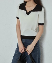 バイカラーニットTシャツ