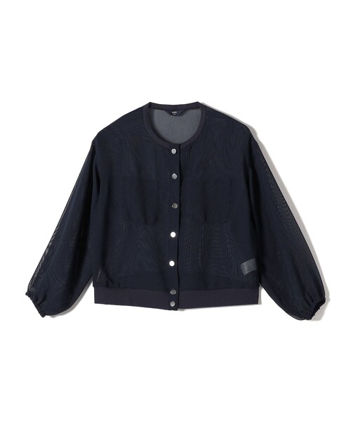 美品▲ebure // ライトノーカラー ブルゾン▲サイズ38▲ネイビー 紺色 美品△ebure // ライトノーカラー ブルゾン△サイズ38△ネイビー