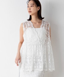 MILLION CARATS | カシュクールデザインでデコルテを美しく!上品な印象を導くチュール刺繍トップス(Tシャツ/カットソー)