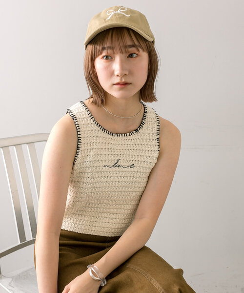 mline（エムライン）の「[mline]刺繍ロゴアメスリタンク（タンクトップ・レディース・ブラック/ブルー/アイボリー・FREE）」の5枚目の写真